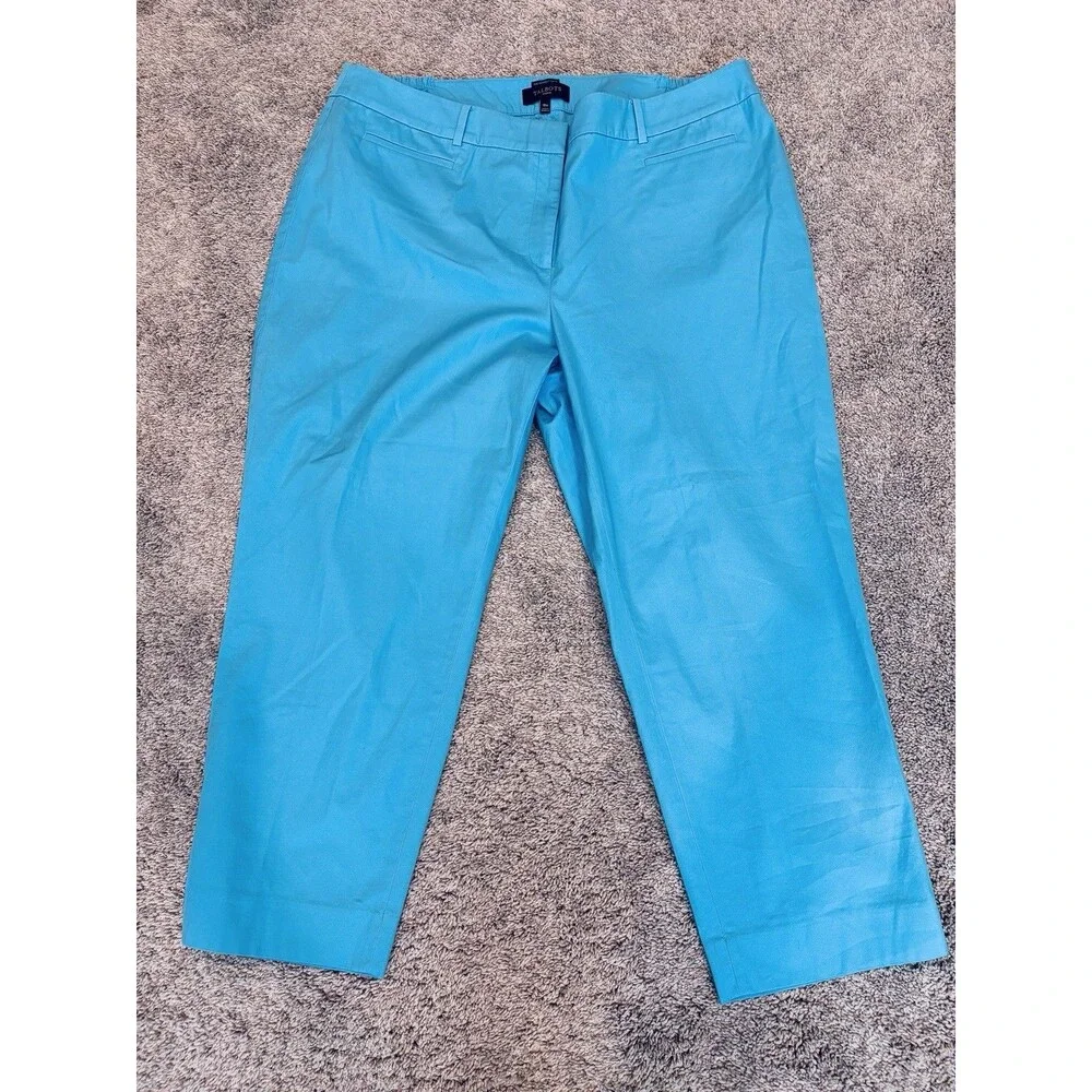 Talbots Woman The Perfect Crop Pants Size 16 Aqua Blue High-Rise Stretch - Picture 1 of 7